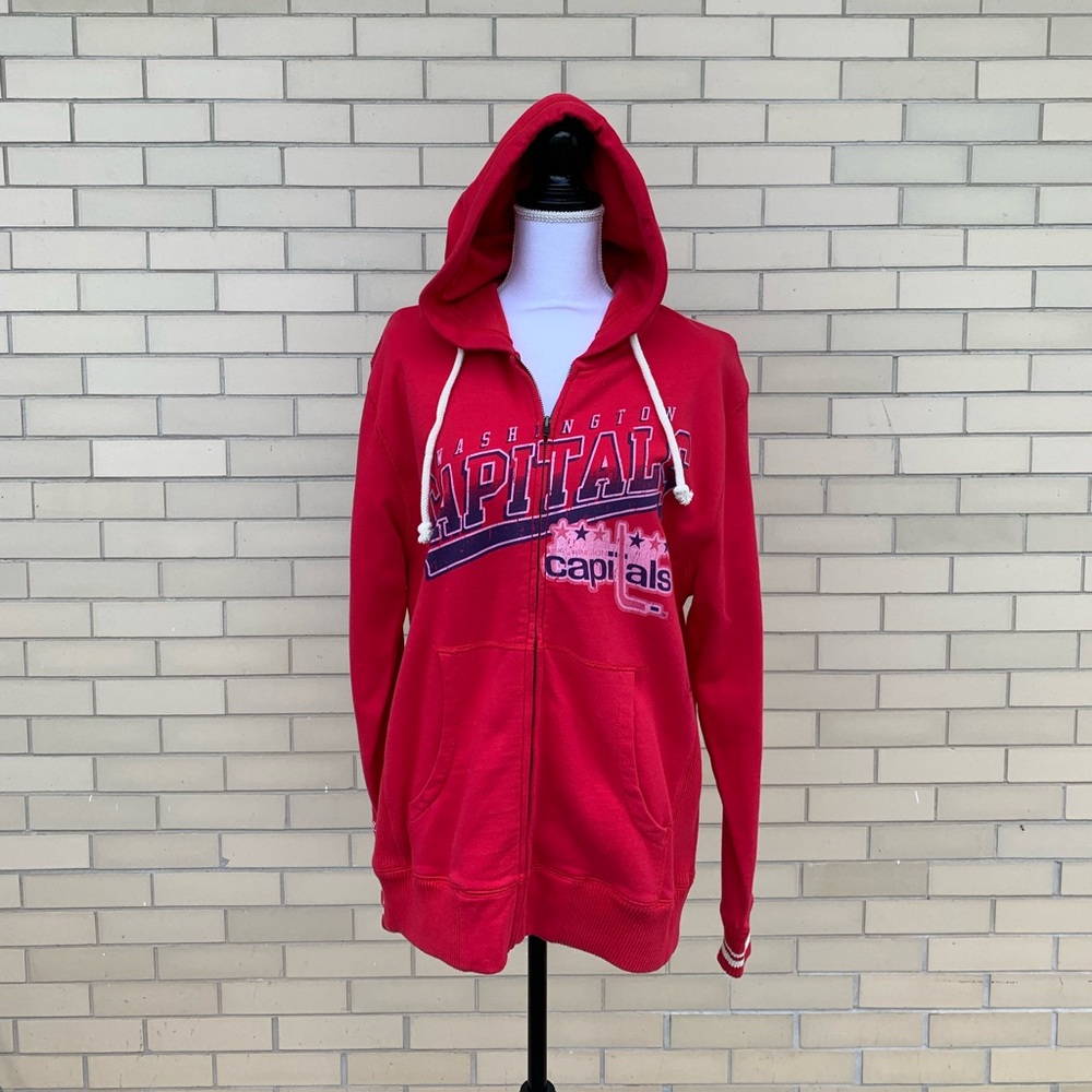 🎉HP🎉 New Large Mitchell & Ness Washington Capitals Hockey Zip Up Hoodie